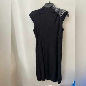 antonio melani knitted dress shoulder pads beaded black NWT womens S